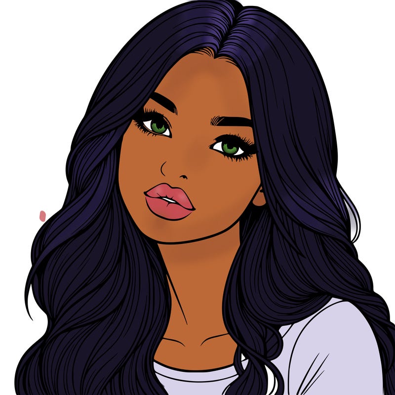 realistic girl with hair on her hair and lips