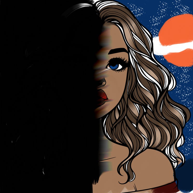 realistic girl with wavy hair and lips