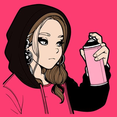 a realistic girl, spray painting
