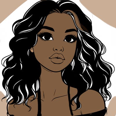 realistic girl with wavy hair and lips