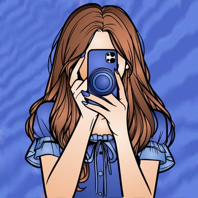 a realistic girl holding her phone taking pictures
