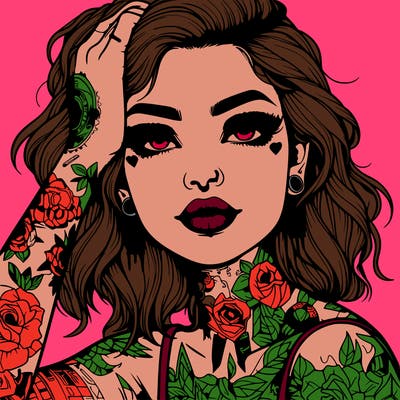 realistic girl with tattoos all over