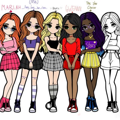 a group of girls realistic