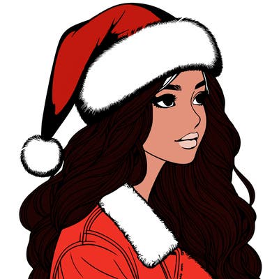 realistic girl in santa hat