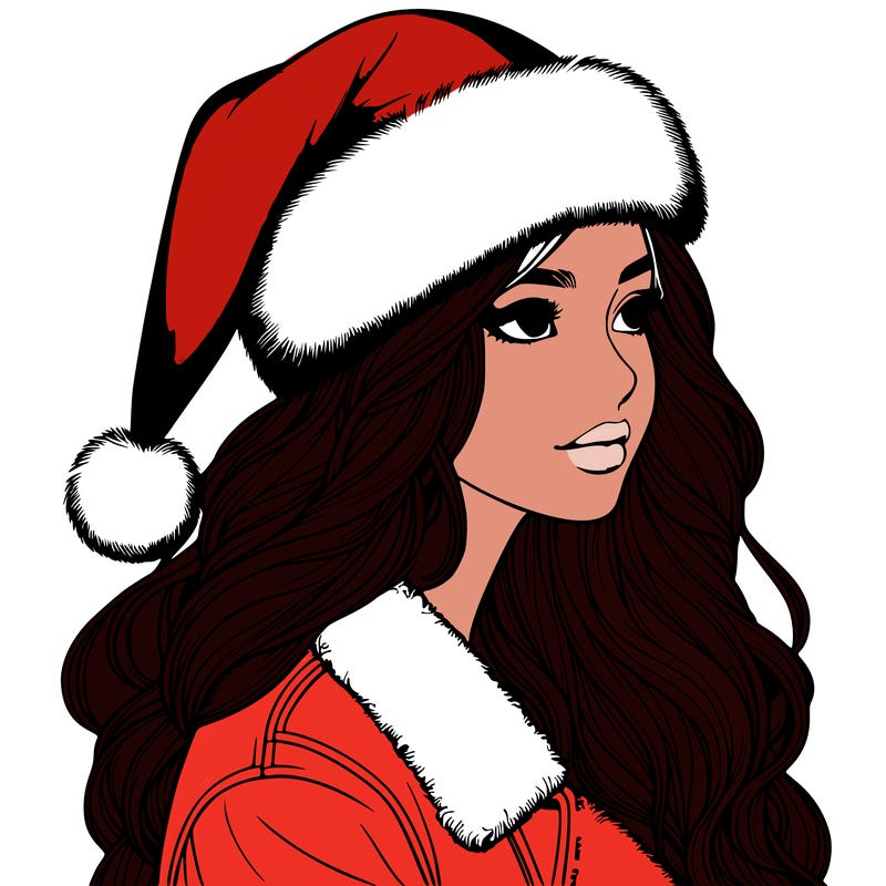 realistic girl in santa hat