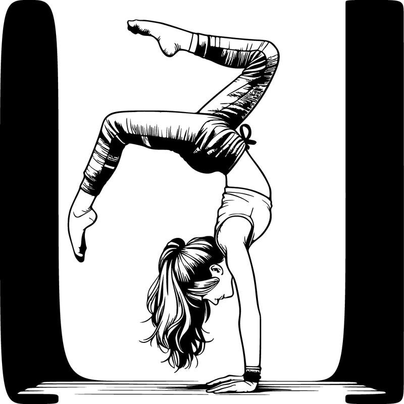 realistic girl doing handstand