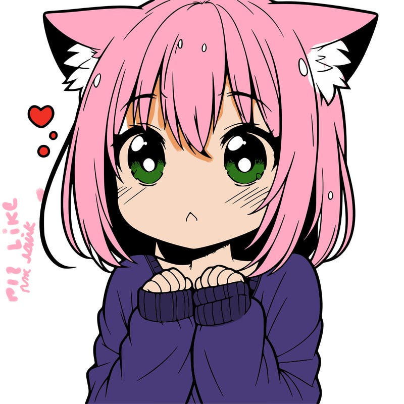 shy anime catgirl