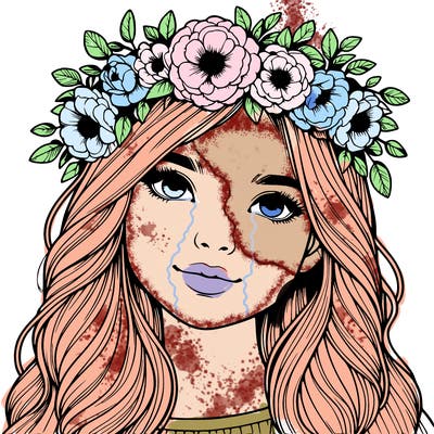 realistic girl with flower crown