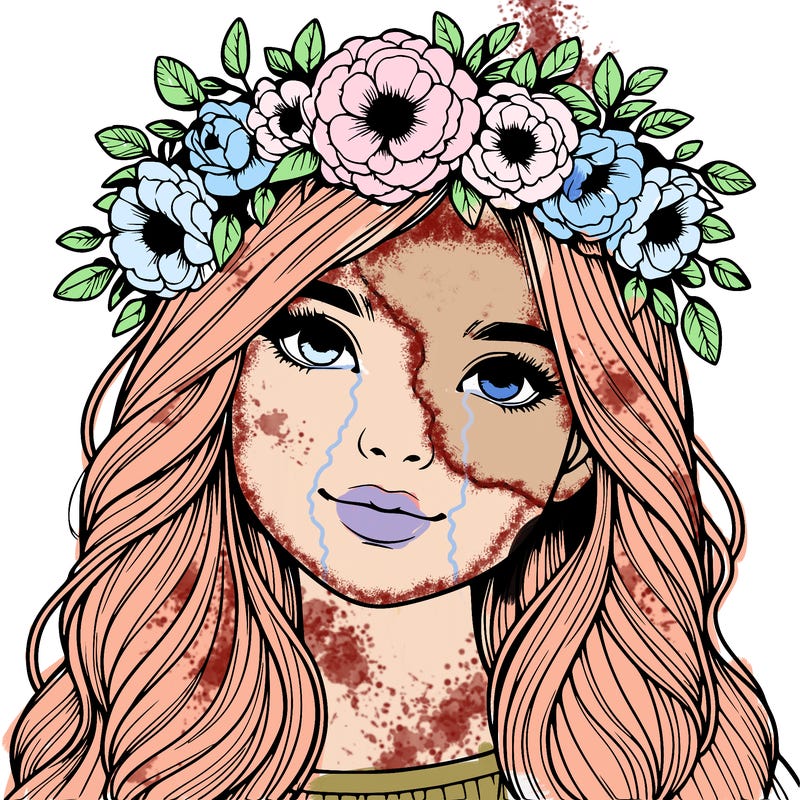 realistic girl with flower crown