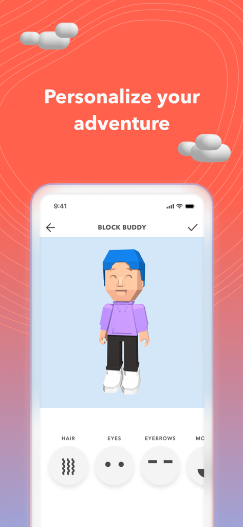 Smartphone screen displaying character personalization options for 3D printing in the Toybox app