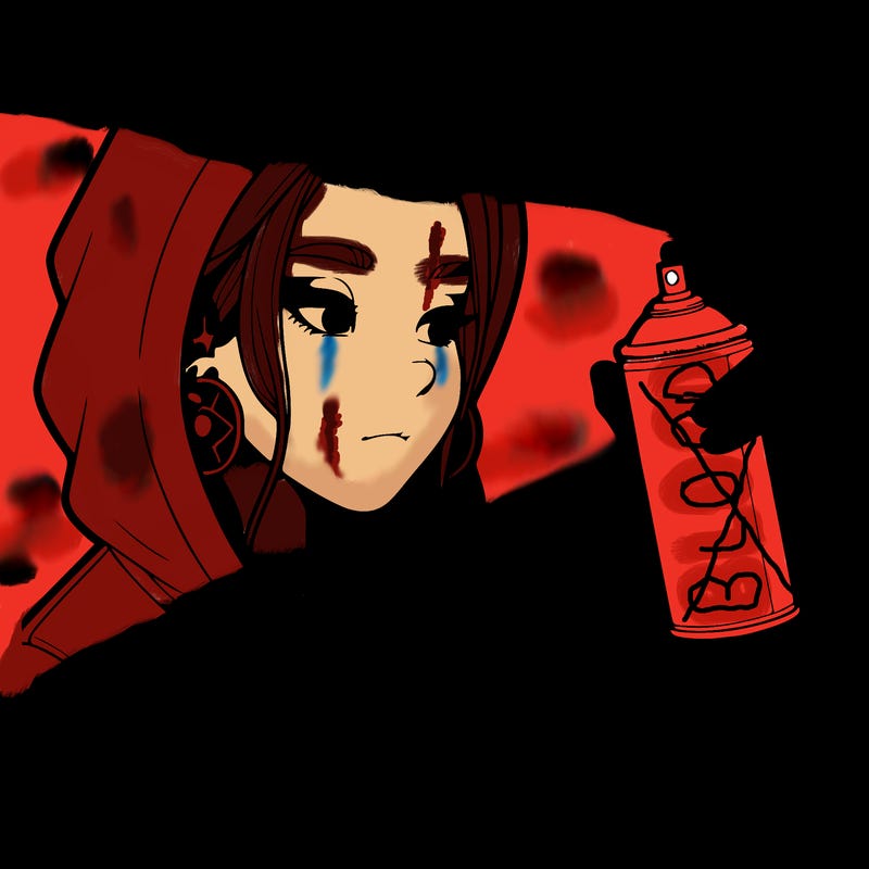 a realistic girl, spray painting