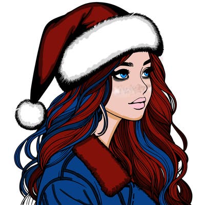 realistic girl in santa hat