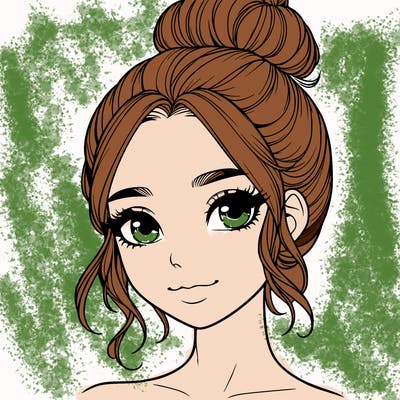 realistic pretty girl with hair in bun