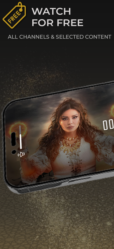 Wide - A mobile screen showing the Wide app streaming free Arabic entertainment.