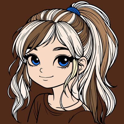 realistic girl with ponytail