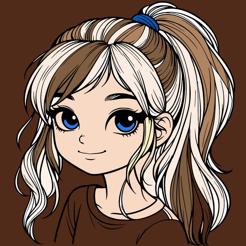 realistic girl with ponytail