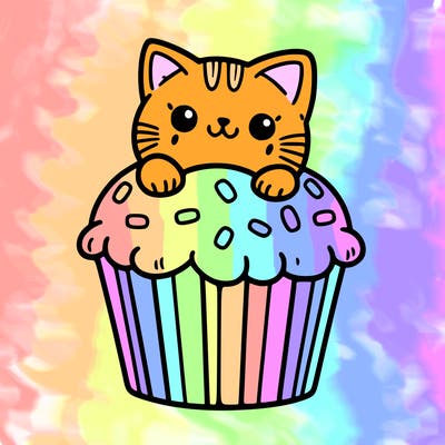cat in a cupcake