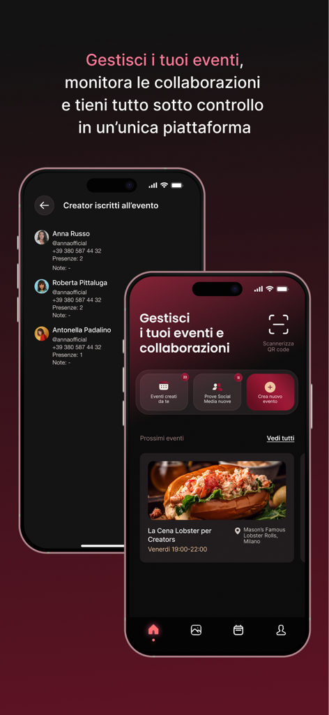 Animo Secret Club - Animo Secret Club dashboard for managing creator events and brand collaborations