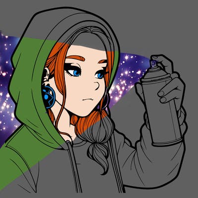 a realistic girl, spray painting