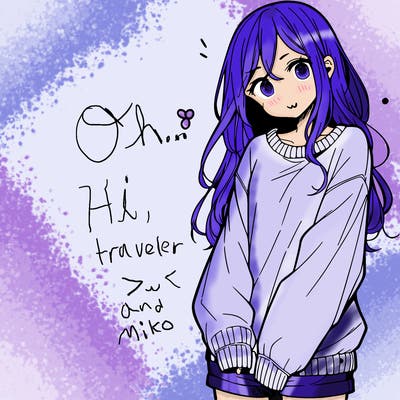 manga teen girl  in a sweater and baggy pants