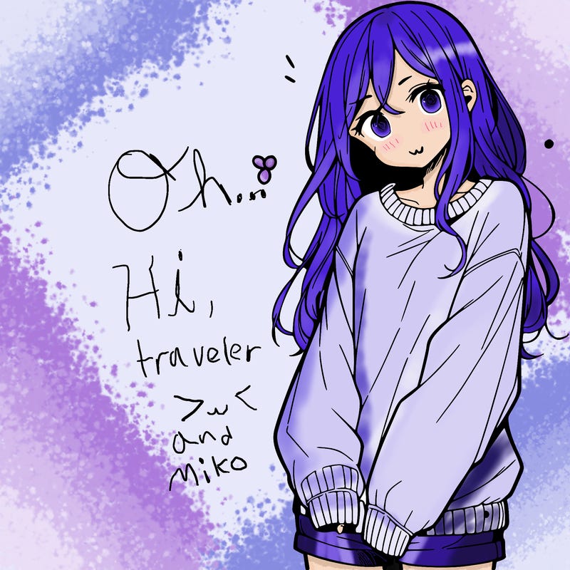 manga teen girl  in a sweater and baggy pants