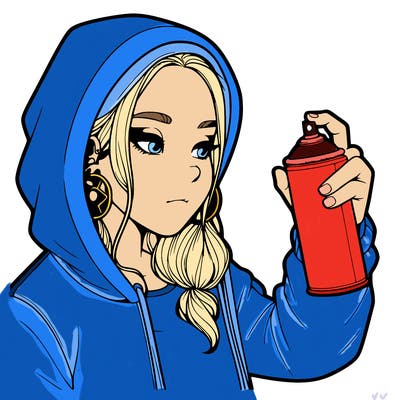 a realistic girl, spray painting