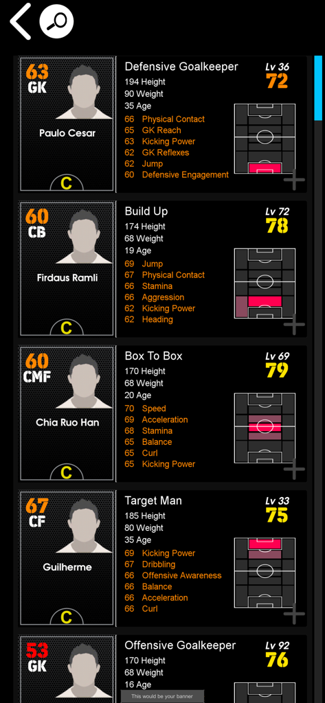 eFHUB 26 - Football player database in eFHUB 26 showing ratings and playstyles