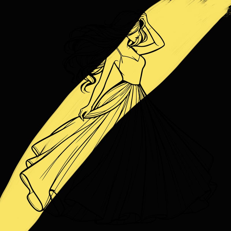 realistic woman with dress flowing in the wind