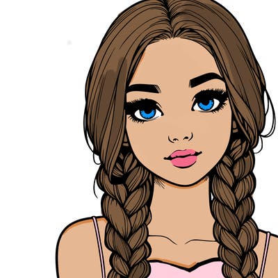 realistic girl with braids