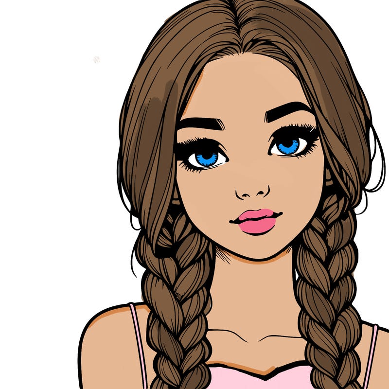 realistic girl with braids