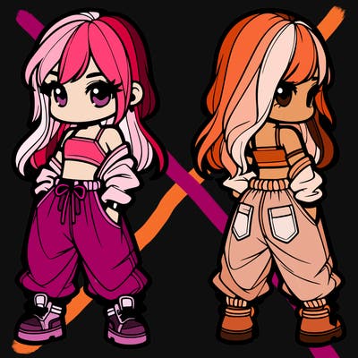 girl in crop top and baggy pants