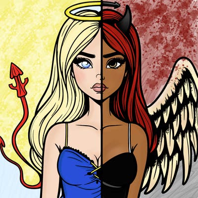 devil vs angel realistic girl