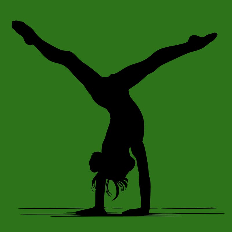 realistic gymnastic hand stand girl in four splits