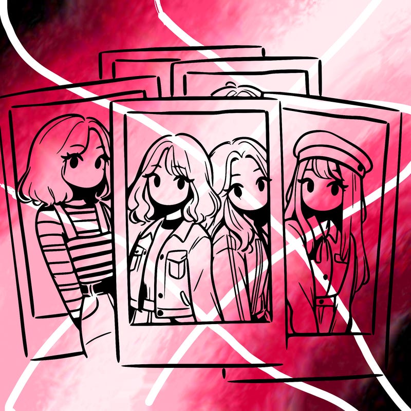 polaroid photo of 4 girls