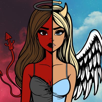 devil vs angel realistic girl