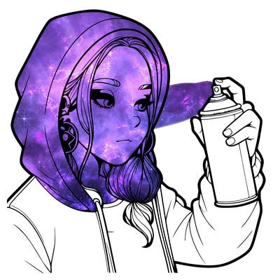a realistic girl, spray painting