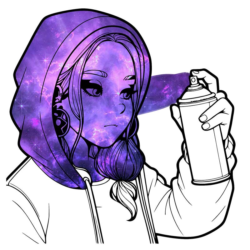 a realistic girl, spray painting