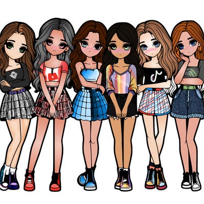 a group of girls realistic