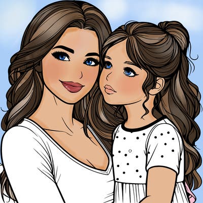 a realistic mom and daughter