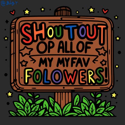 a sign saying shoutout to  all of my fav followers!
