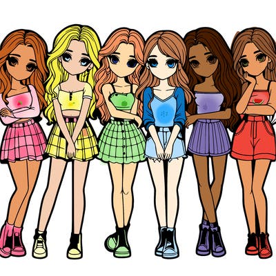 a group of girls realistic