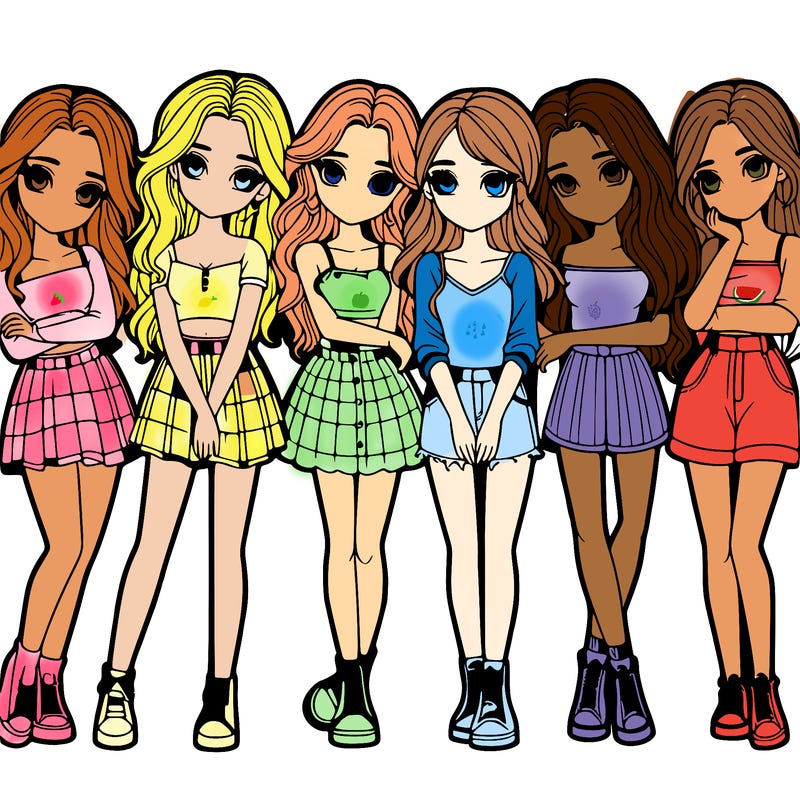 a group of girls realistic