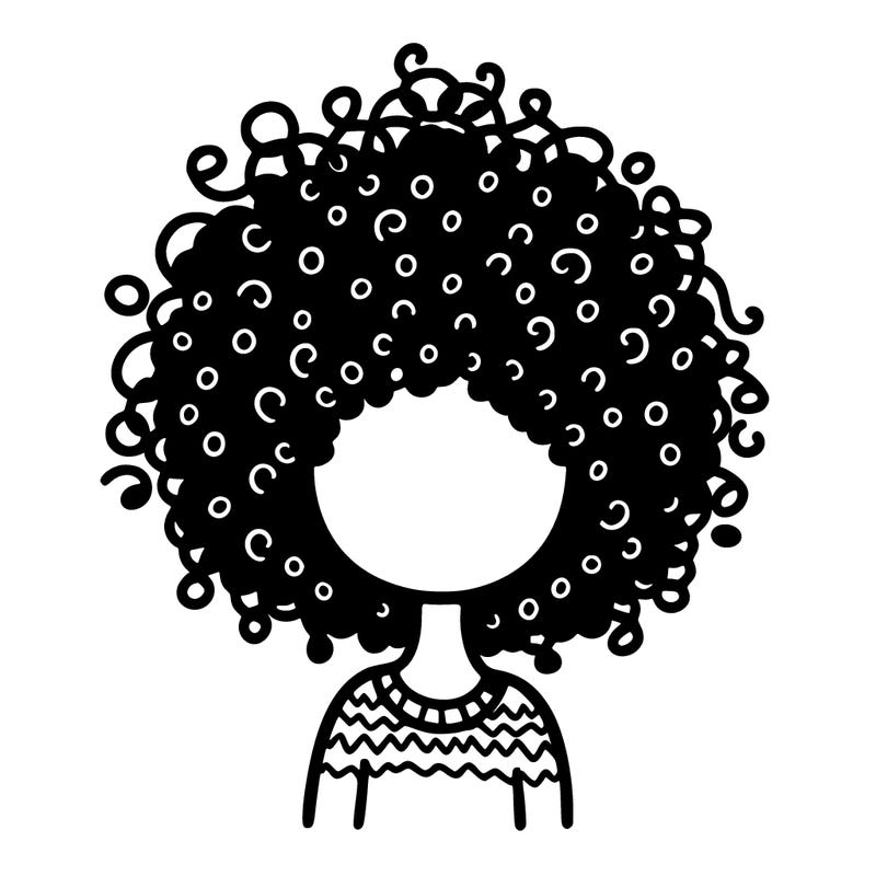 a full black women’s body picture with curly hair