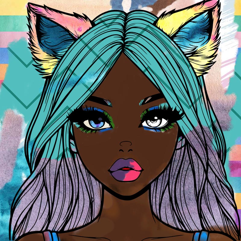 realistic girl with fox ears and realistic lips