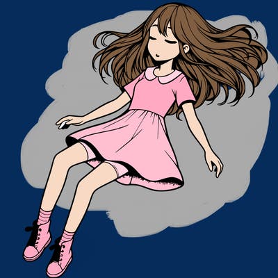 realistic girl floating