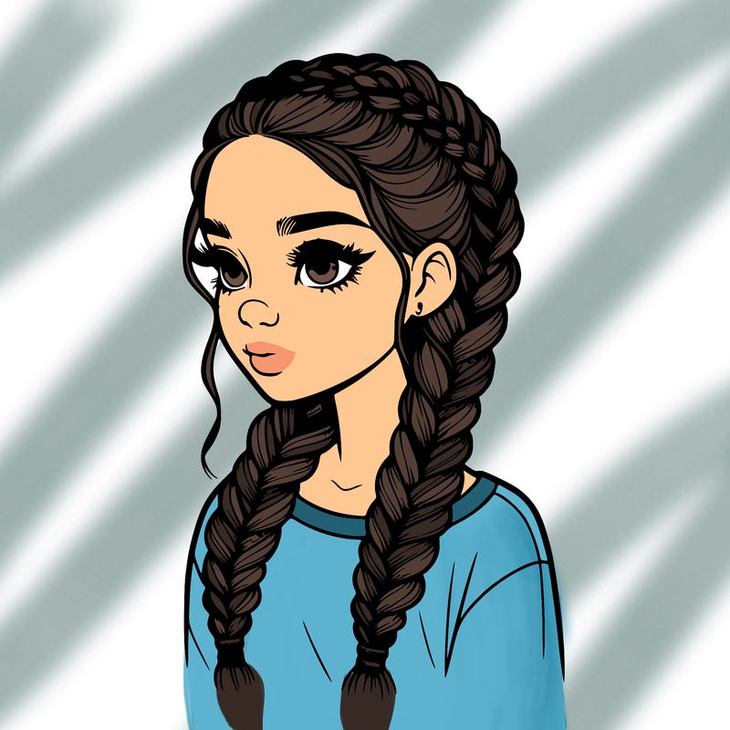 realistic girl with braids