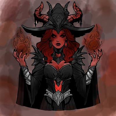 realistic evil sorceress fantasy chaos