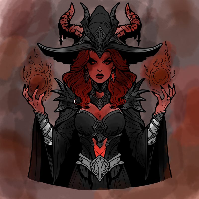 realistic evil sorceress fantasy chaos