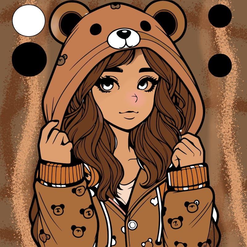 realistic girl in a animal pjs hoodie