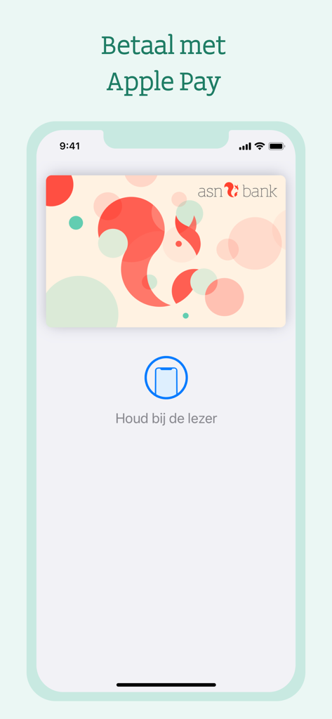 RegioBank - Screenshot of the RegioBank mobile app interface showing the Apple Pay payment feature with a Dutch bank card.